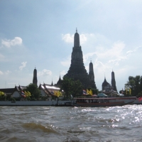 The temple of dawn , Wat Arun from the the river view.  www.chiangmaitourcenter.com