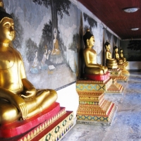 The Buddha images down the walking hall at Doi Suthep Temple. www.chiangmaitourcenter.com