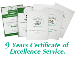 Tripadvisor 9 Years Certificate of Excellence Service.